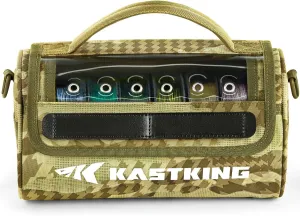 KastKing BaitSpace Line Management Bag, Fishing Line Storage Bag with Water Resistant Nylon, Clear View Window, Removable Divider for Up to 10 Spools, Tangle-free Leader Line Holder