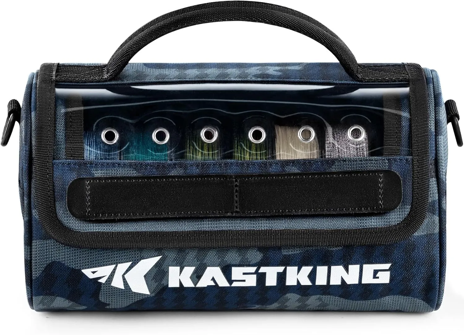 KastKing BaitSpace Line Management Bag, Fishing Line Storage Bag with Water Resistant Nylon, Clear View Window, Removable Divider for Up to 10 Spools, Tangle-free Leader Line Holder