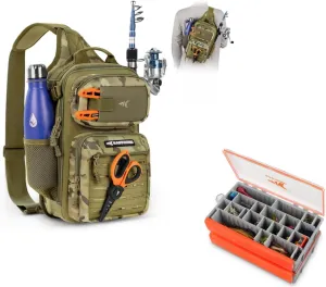 KastKing BlowBak Tactical Fishing Sling Tackle Bag and HyperSeal Waterproof Deep Tackle Box