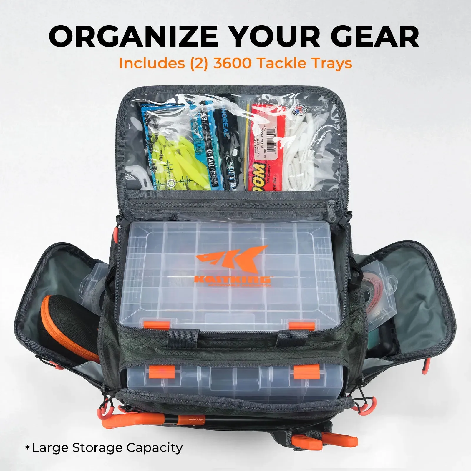 KastKing Fishing Bag Large Capacity Multifunctional Lure Fishing Tackle Pack Outdoor Waist Bags Fishing Boxes With 2 Bait Boxes