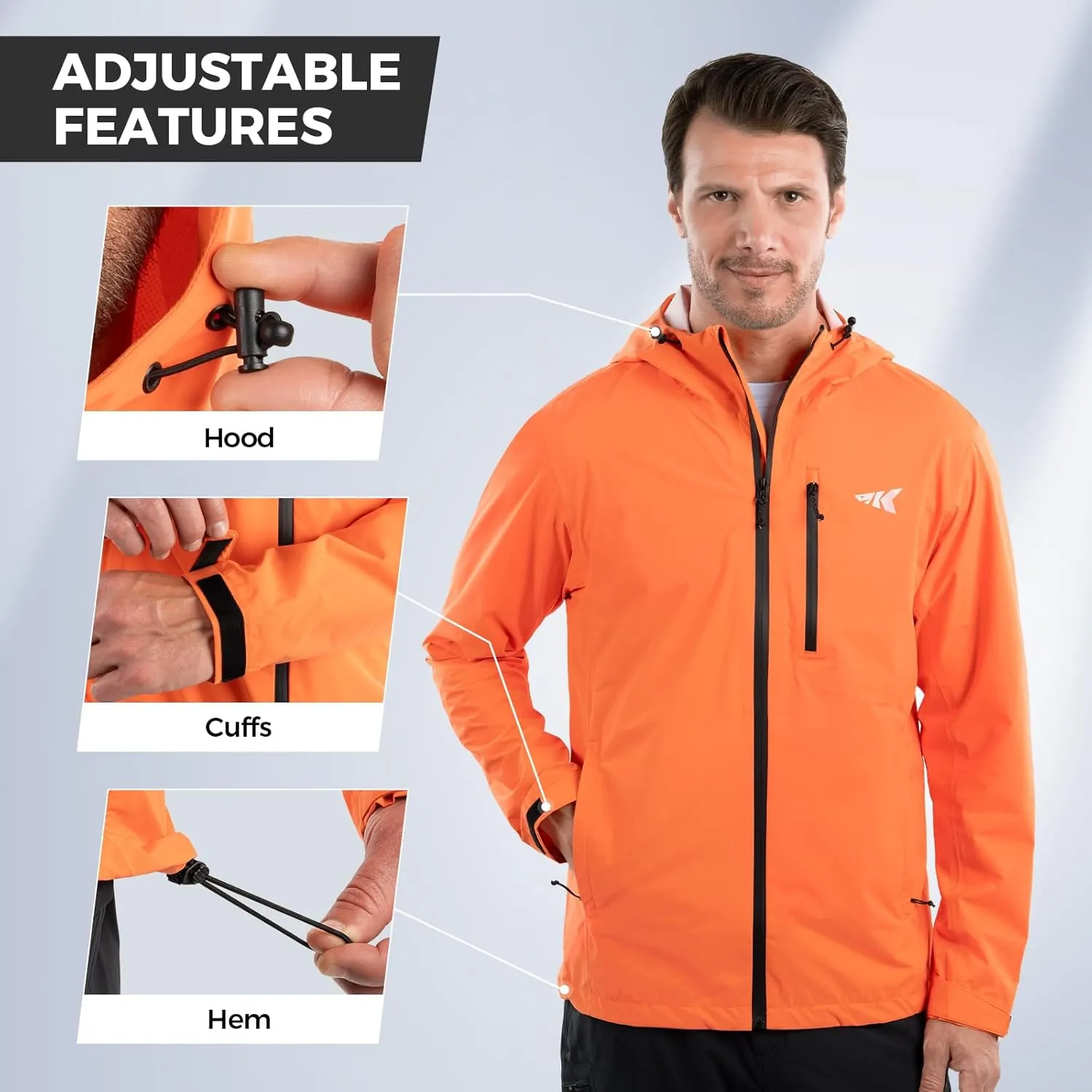 KastKing HydroArmor Lightweight Rain Jacket, 2.5-Layer Waterproof Fishing Hiking Rain Suit for Men, Packable Rain Gear