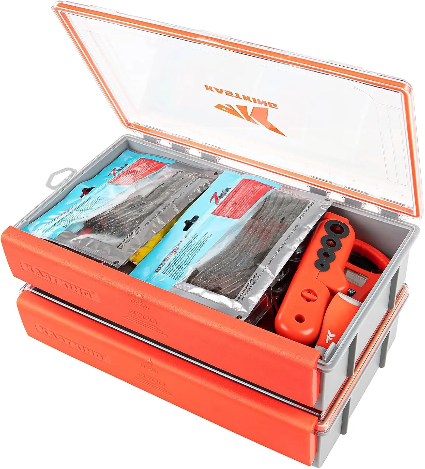 KastKing HyperSeal Waterproof Tackle Box, 3700 Deep Tackle Trays, Fishing Tackle Box Organizer With Exterior Stickers, Fishing Gear & Fishing Accessories Storage