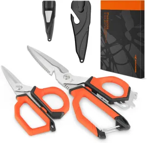 KastKing Paradox 9" & 6" Fishing Scissors - 9" Bait Shears With Sheath & Carabiner, 6" Braided Line Scissors With Stainless Steel Blades, Angler's Kit