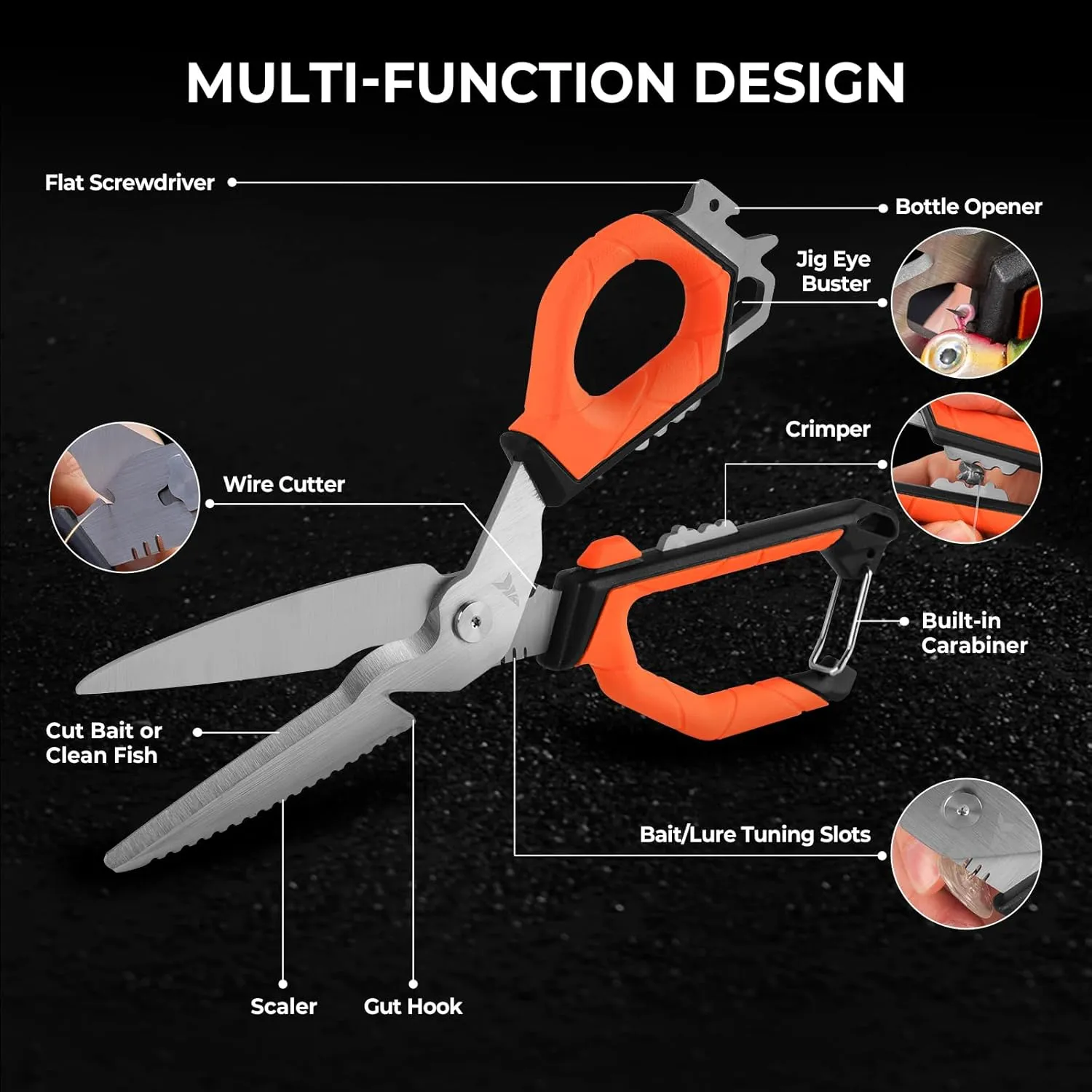 KastKing Paradox 9" & 6" Fishing Scissors - 9" Bait Shears With Sheath & Carabiner, 6" Braided Line Scissors With Stainless Steel Blades, Angler's Kit