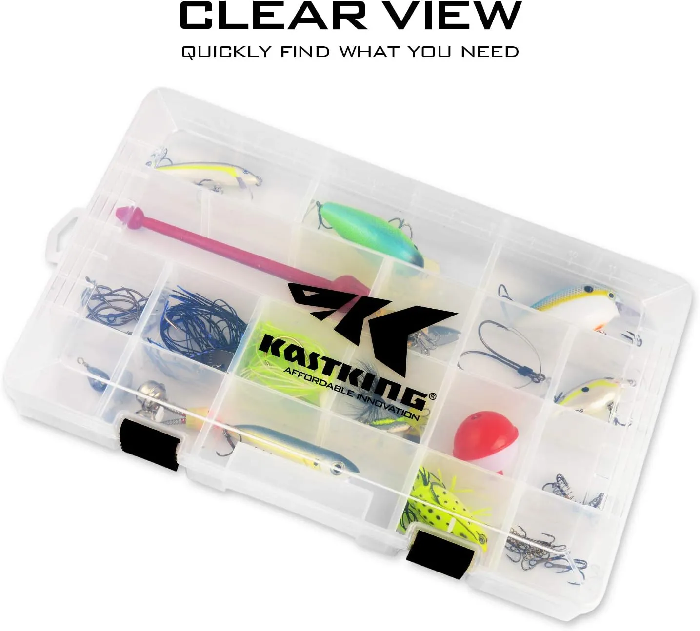 KastKing Tackle Boxes, Plastic Box, Plastic Storage Organizer Box with Removable Dividers - Fishing Tackle Storage - Box Organizer - 2 Packs /4 Packs Tackle Trays - Parts Box