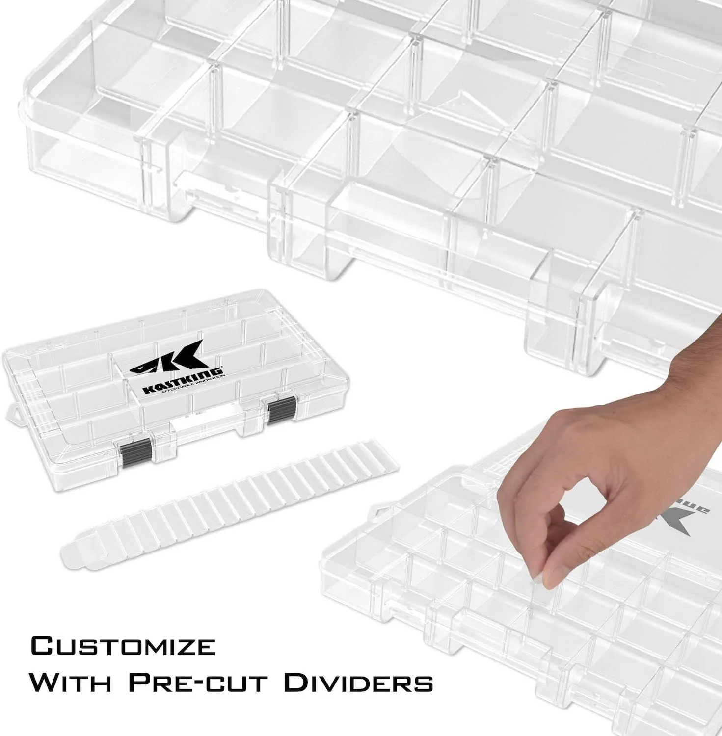 KastKing Tackle Boxes, Plastic Box, Plastic Storage Organizer Box with Removable Dividers - Fishing Tackle Storage - Box Organizer - 2 Packs /4 Packs Tackle Trays - Parts Box