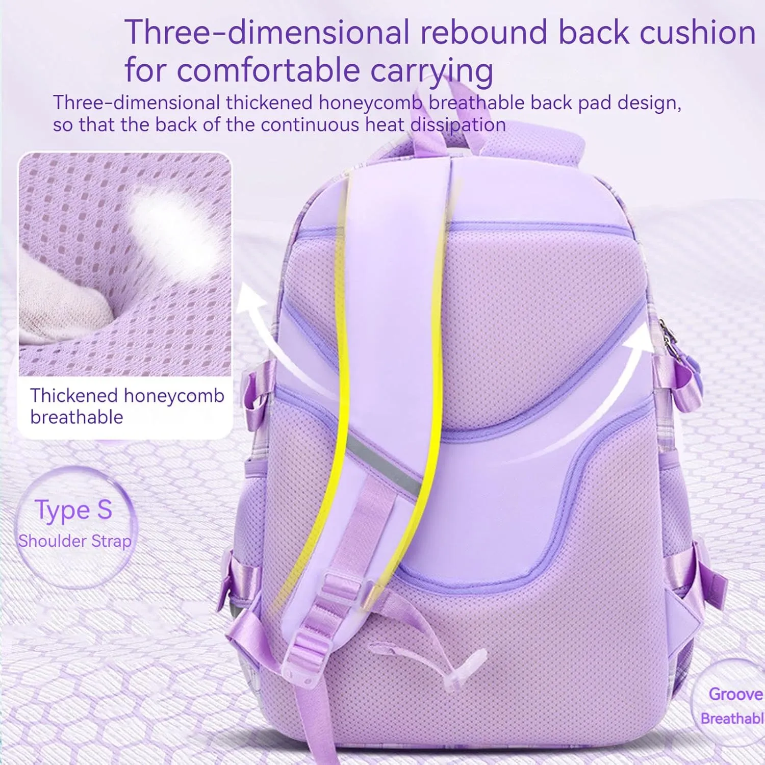 KEBEIXUAN School Backpacks for Girls Large Capacity Kids Kawaii Backpack School Bag for Girls 6-12 Years Old (Plaid Blue)