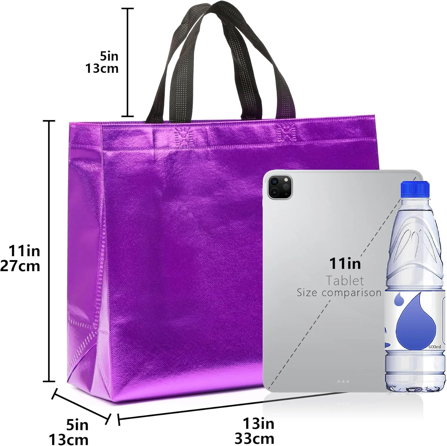 KeerxunBag 12Pcs Reusable Gift Bags（Includes Tissue Paper） Gift bag with handle Birthdays Parties Holidays Weddings Medium 13x5x11in Purple Gift Bags