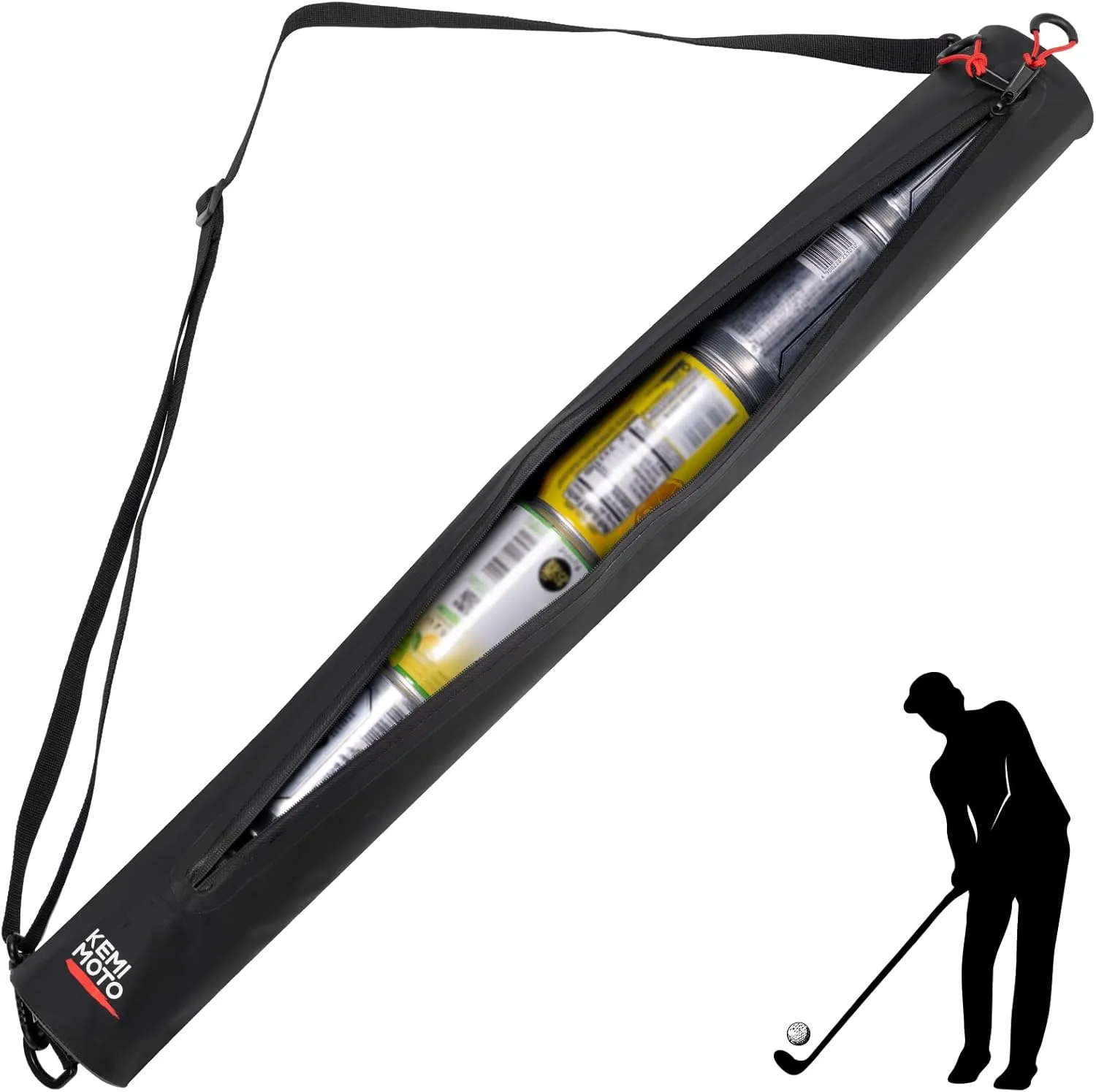KEMIMOTO Golf Beer Sleeve Cooler Bag, 6-Can Insulated Cooler with Adjustable Shoulder Strap and Dual Zippers, Leak Proof, Keeps Drinks Cold for 4 Hours, Golf Accessories