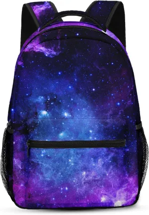 Kids Backpack for Teens Girls Boys, Space Purple Blue Pink Earth Starry Water Resistant Child Bookbag School Bag with Adjustable Padded Straps