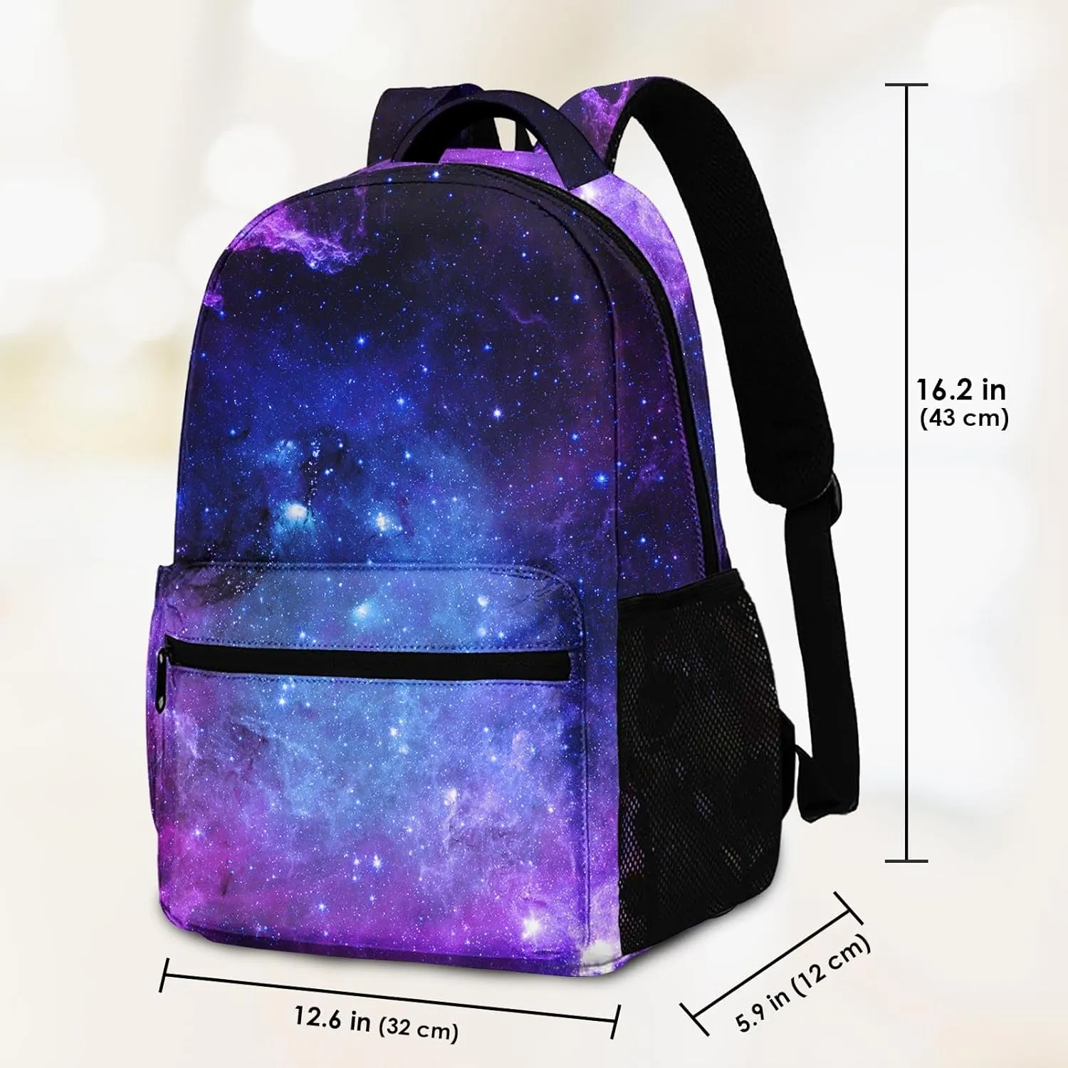Kids Backpack for Teens Girls Boys, Space Purple Blue Pink Earth Starry Water Resistant Child Bookbag School Bag with Adjustable Padded Straps
