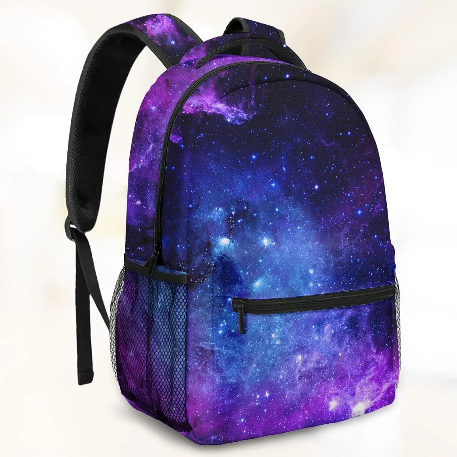 Kids Backpack for Teens Girls Boys, Space Purple Blue Pink Earth Starry Water Resistant Child Bookbag School Bag with Adjustable Padded Straps
