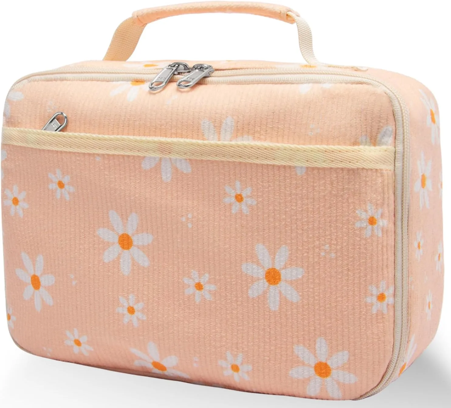 Kids Lunch Box for Girls Boys Insulated Lunch Bag Reusable Cooler Lunch Box for Toddler Child School Daycare Picnic (Corduroy Daisy Beige)