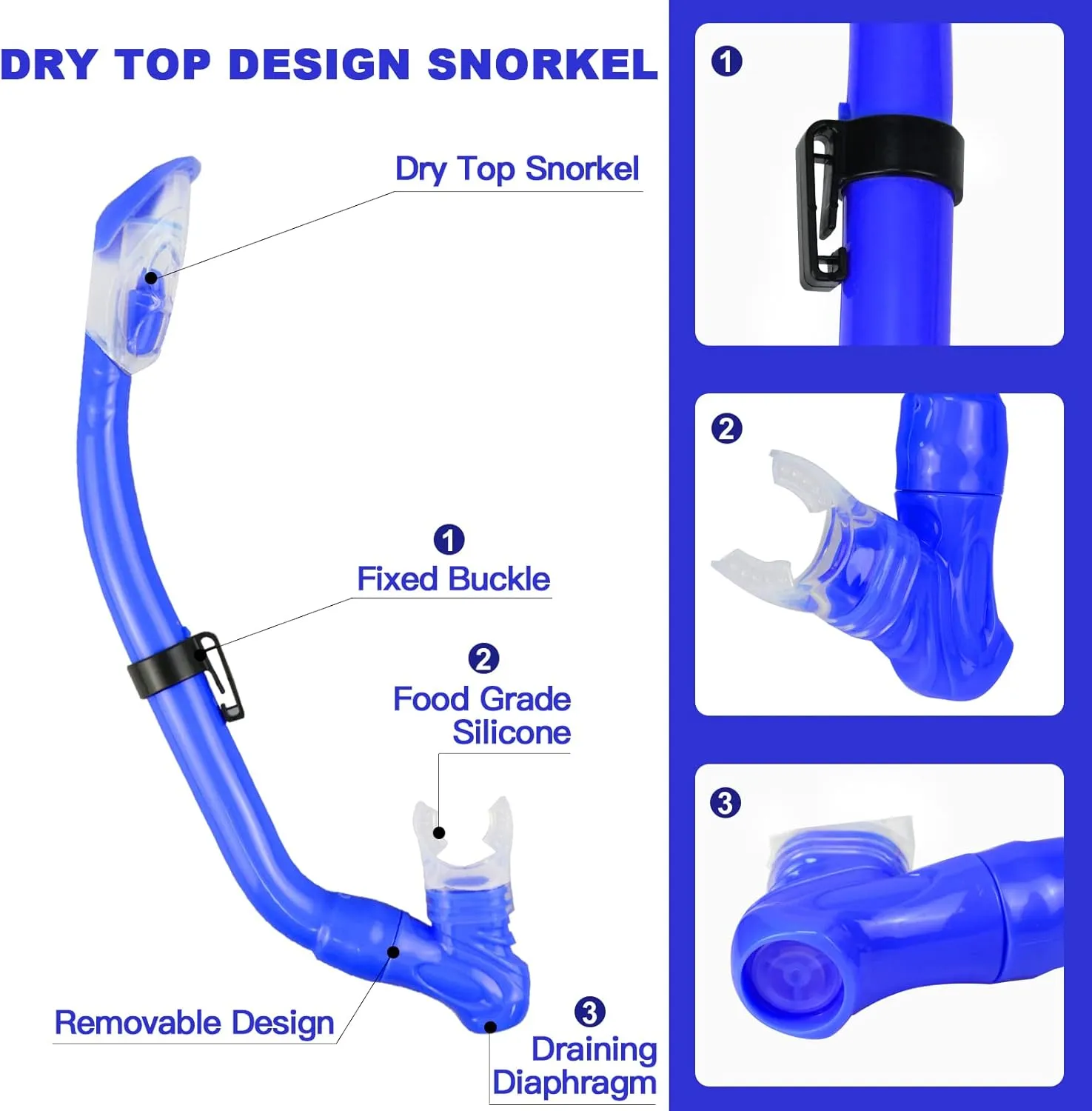 Kids Snorkeling Set - Adjustable Flippers   Panoramic Snorkel Mask   Dry Snorkel Tube   Travel Bags - Suitable for Kids & Juniors, Age 5-14