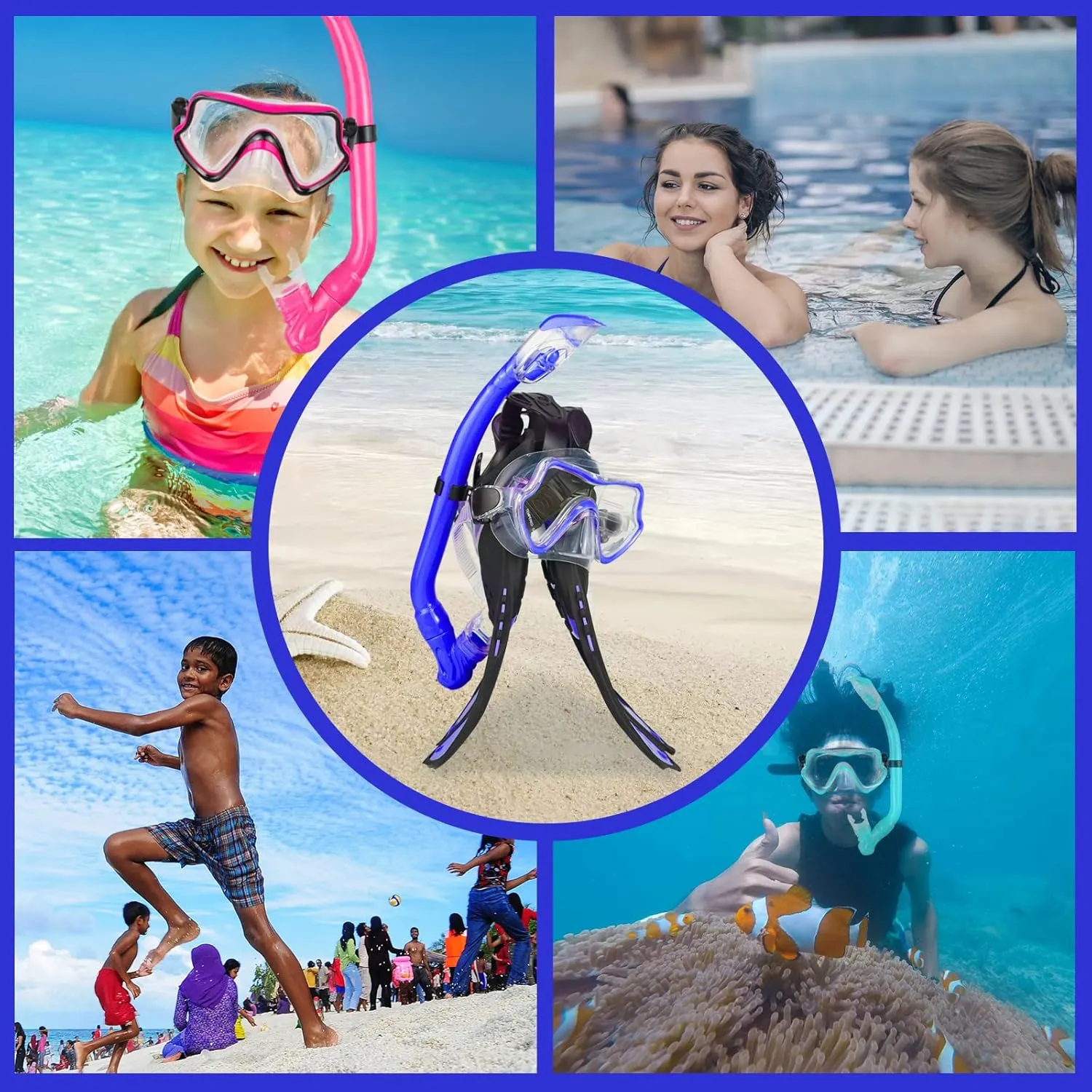 Kids Snorkeling Set - Adjustable Flippers   Panoramic Snorkel Mask   Dry Snorkel Tube   Travel Bags - Suitable for Kids & Juniors, Age 5-14