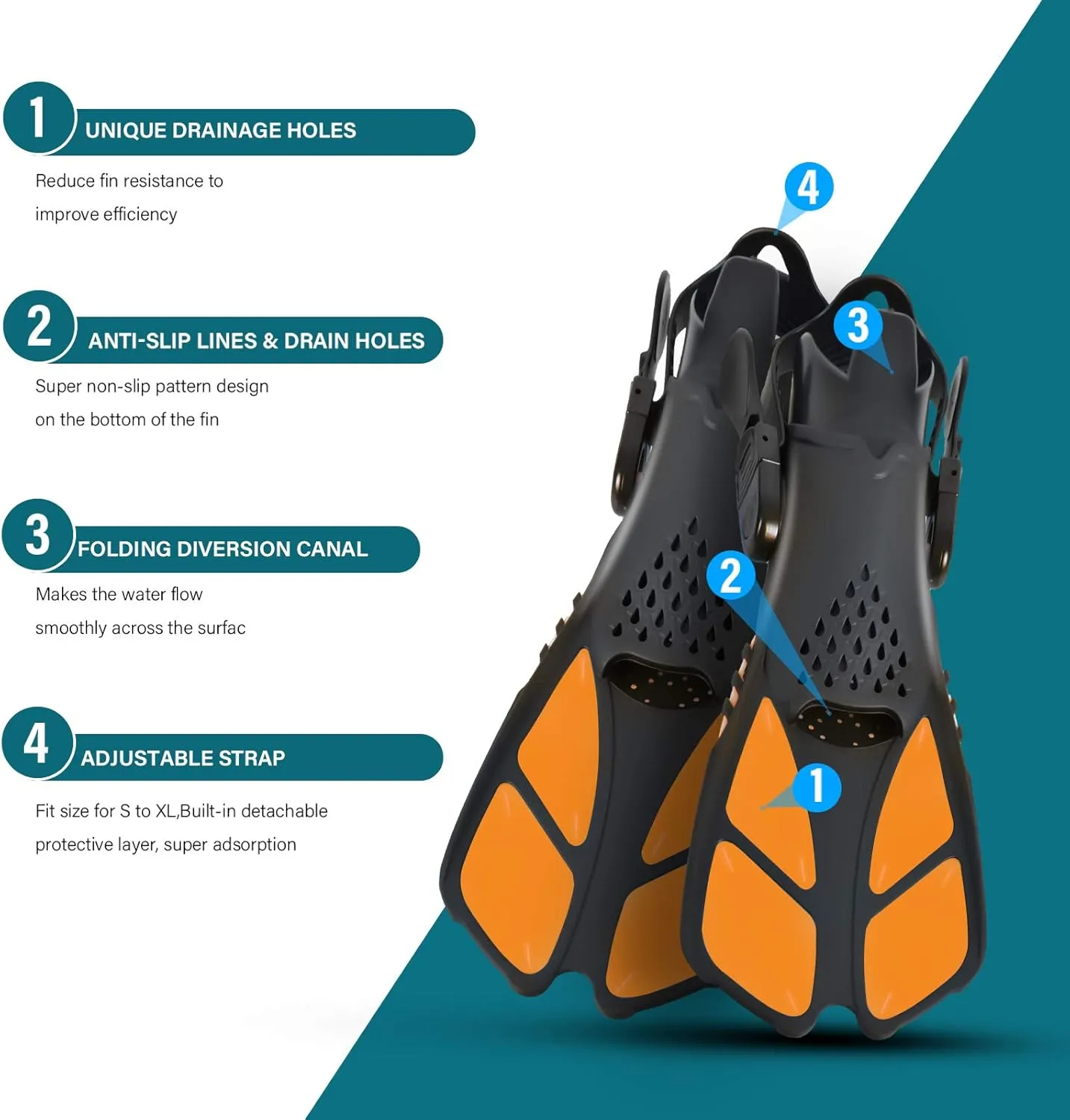 Kids Snorkeling Set Children Mask Fin Snorkel Set Snorkeling Gear Snorkel Mask   Adjustable Swimming Kids Flippers  Dry Snorkel Tube   Travel Bags