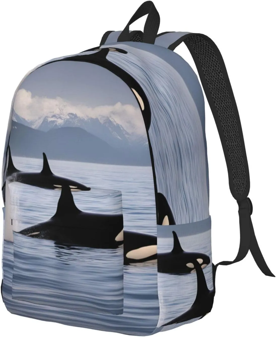 Killer Whales Swim Along Classic Style Backpacks Travel Bag For Men Women Lightweight Back Pack With Laptop Compartmen
