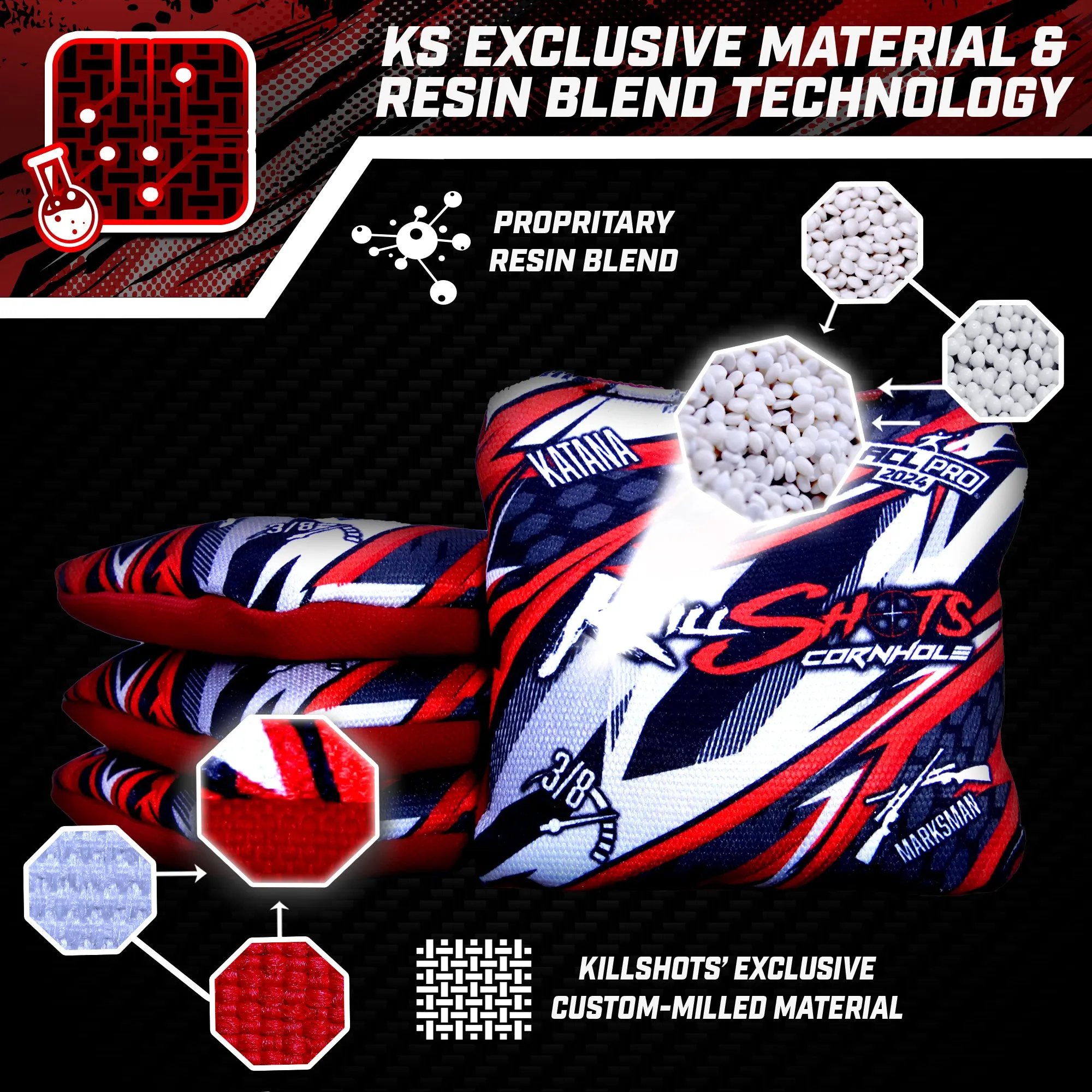 Killshots Cornhole | Limited 'Gold Pistols' Edition Bundle | 2025 ACL Pro 357 Series Cornhole Bags & Premium Jersey