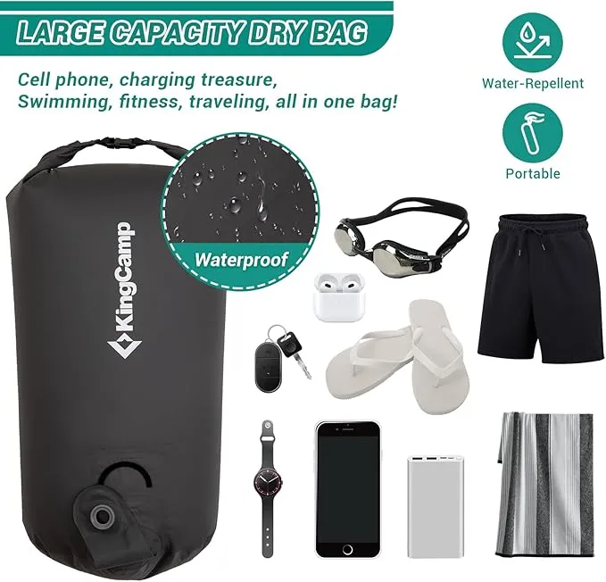 KingCamp Air Pump Sack, Roll Top Compression Pump Bag for Inflation Sleeping Mats, Ultralight Pump Sack for Camping Foam Sleeping Pad Mattress, Multi-Use Waterproof Outdoor Dry Bag Storage Bag