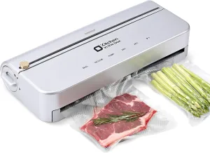 Kitchen in the box Smart Vacuum Sealer Machine with Bag & Cutter, One-Touch Food Sealing System with External Vacuum for All Preservation Needs, Includes 5M Bag Rolls, Silver