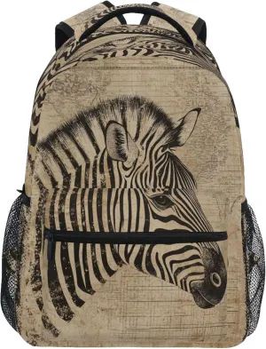 KLL Backpacks for Unisex Adult Fashion Backpack With Water Bottle Pocket with Chest Strap for College Work Boho Vintage Simplified Stripes