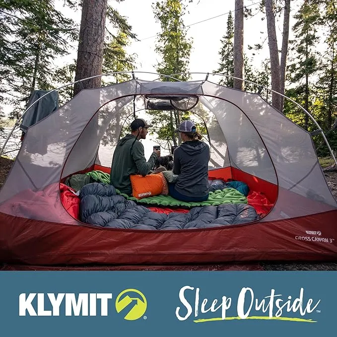 KLYMIT Insulated Static V Inflatable Sleeping Pad | Comfortable, Lightweight, Easy to Inflate, Portable Air Bed Mattress for Camping, Backpacking and Hiking — Orange