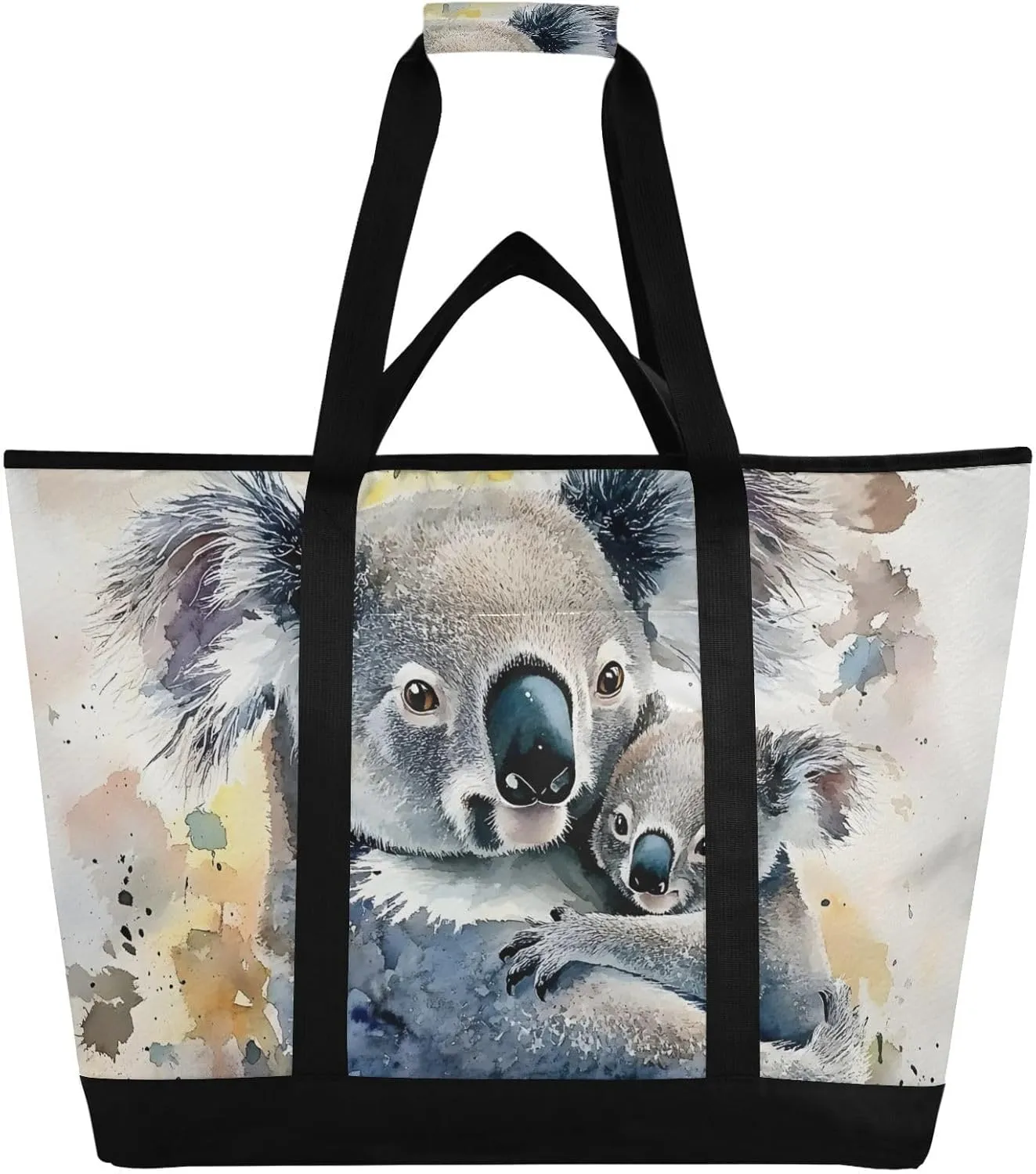 Koala Cute Watercolor Large Insulated Cooler Bag, Collapsible Soft Cooler Makes a Perfect Insulated Grocery Bag, Food Delivery Bag, Travel Insulated Bag or Beach Cooler Bags