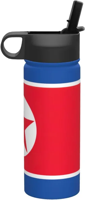 Korean flag Print Flask Stainless Steel Water Bottle with Straw 18OZ FOR Outdoor Gym Commute