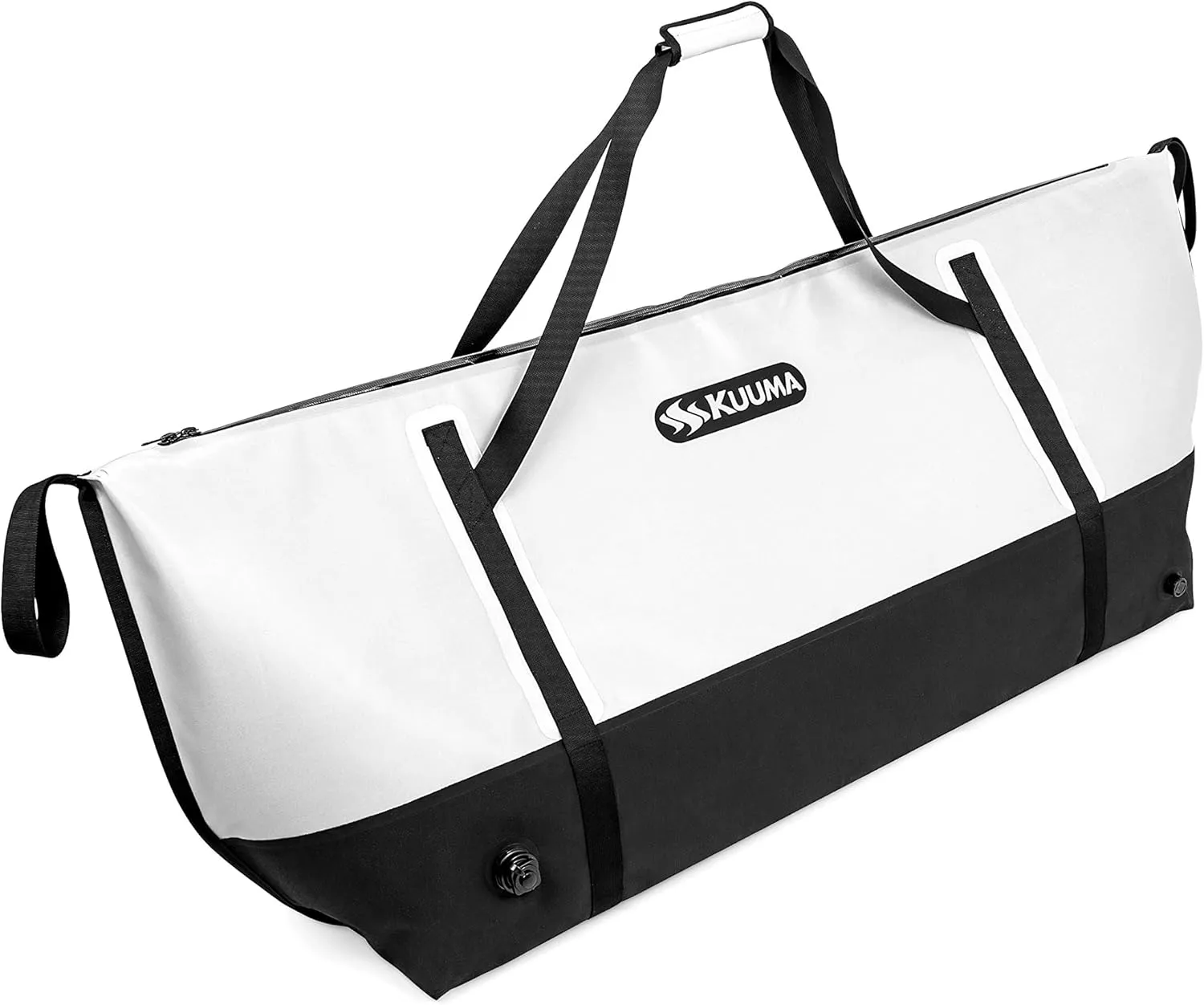 Kuuma Heavy Duty 150 Quart Insulated Fish Bag with Drain Plug- Keeps Your Fish Cool and Fresh (50182), White/Black