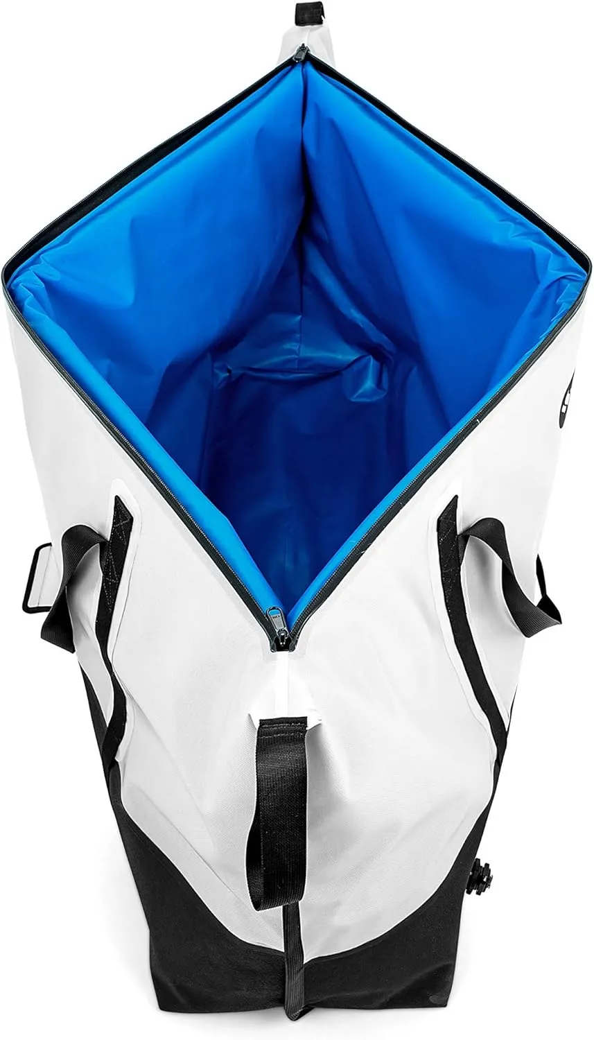 Kuuma Heavy Duty 150 Quart Insulated Fish Bag with Drain Plug- Keeps Your Fish Cool and Fresh (50182), White/Black
