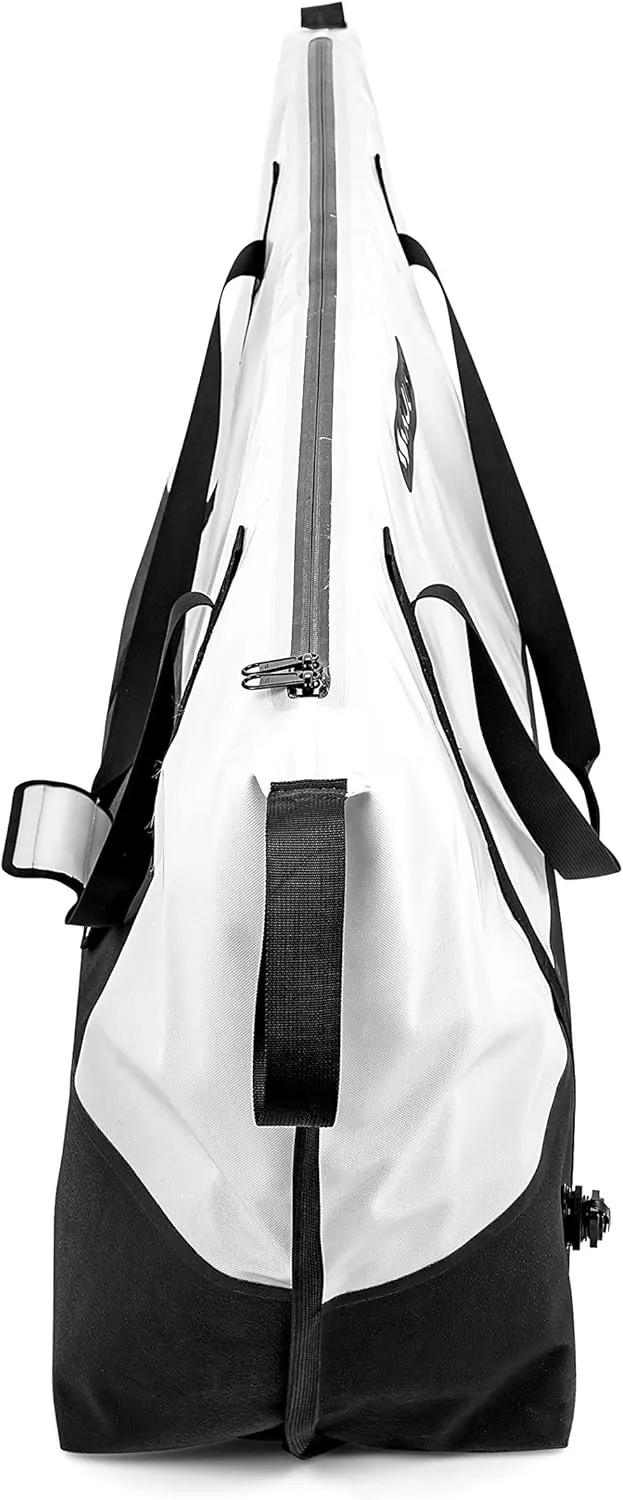 Kuuma Heavy Duty 150 Quart Insulated Fish Bag with Drain Plug- Keeps Your Fish Cool and Fresh (50182), White/Black