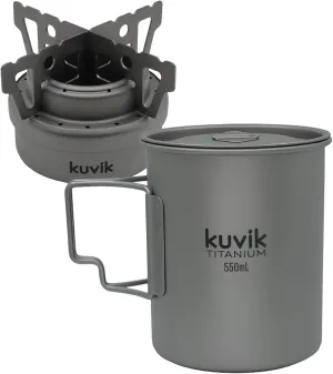 Kuvik Titanium Alcohol Stove & 550ml (18.6 oz) Titanium Cup Bundle