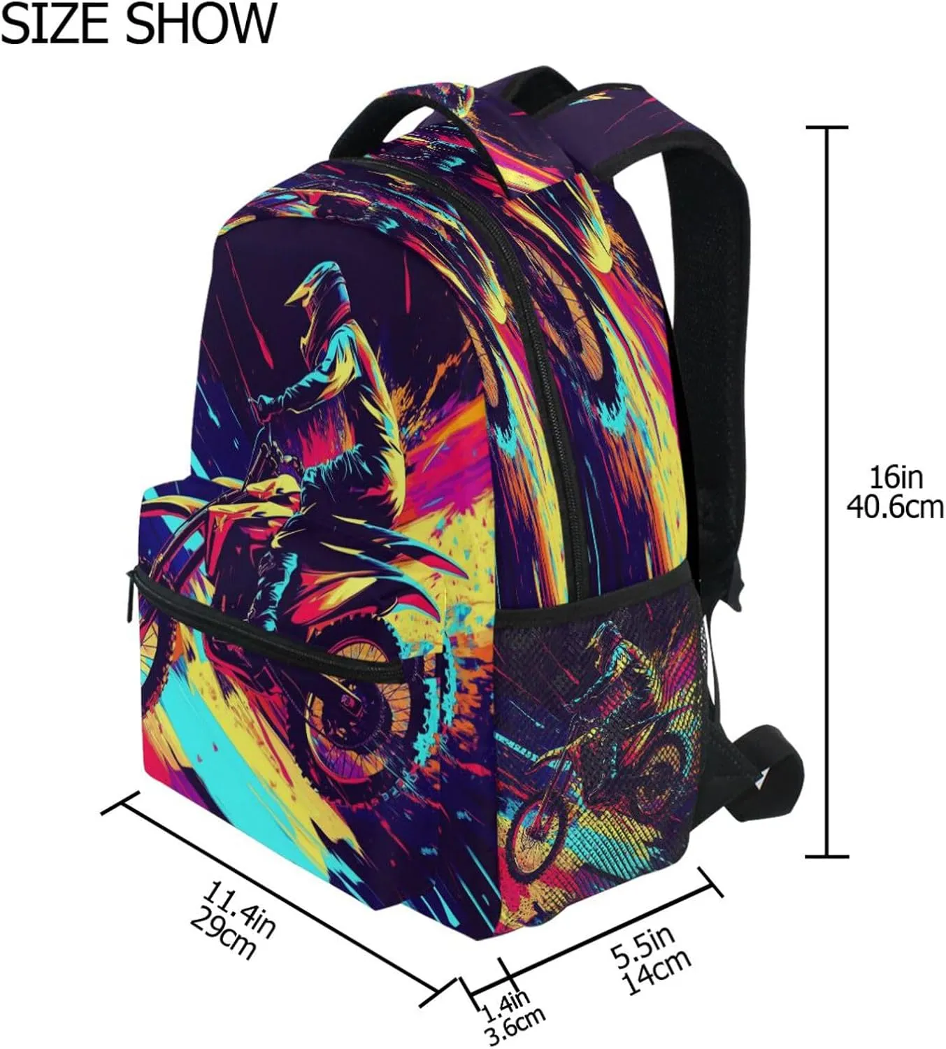 Laptop Backpack for Unisex Adult Fashion Backpack with Chest Strap for Travel Trip Motocross Bike and Lightning