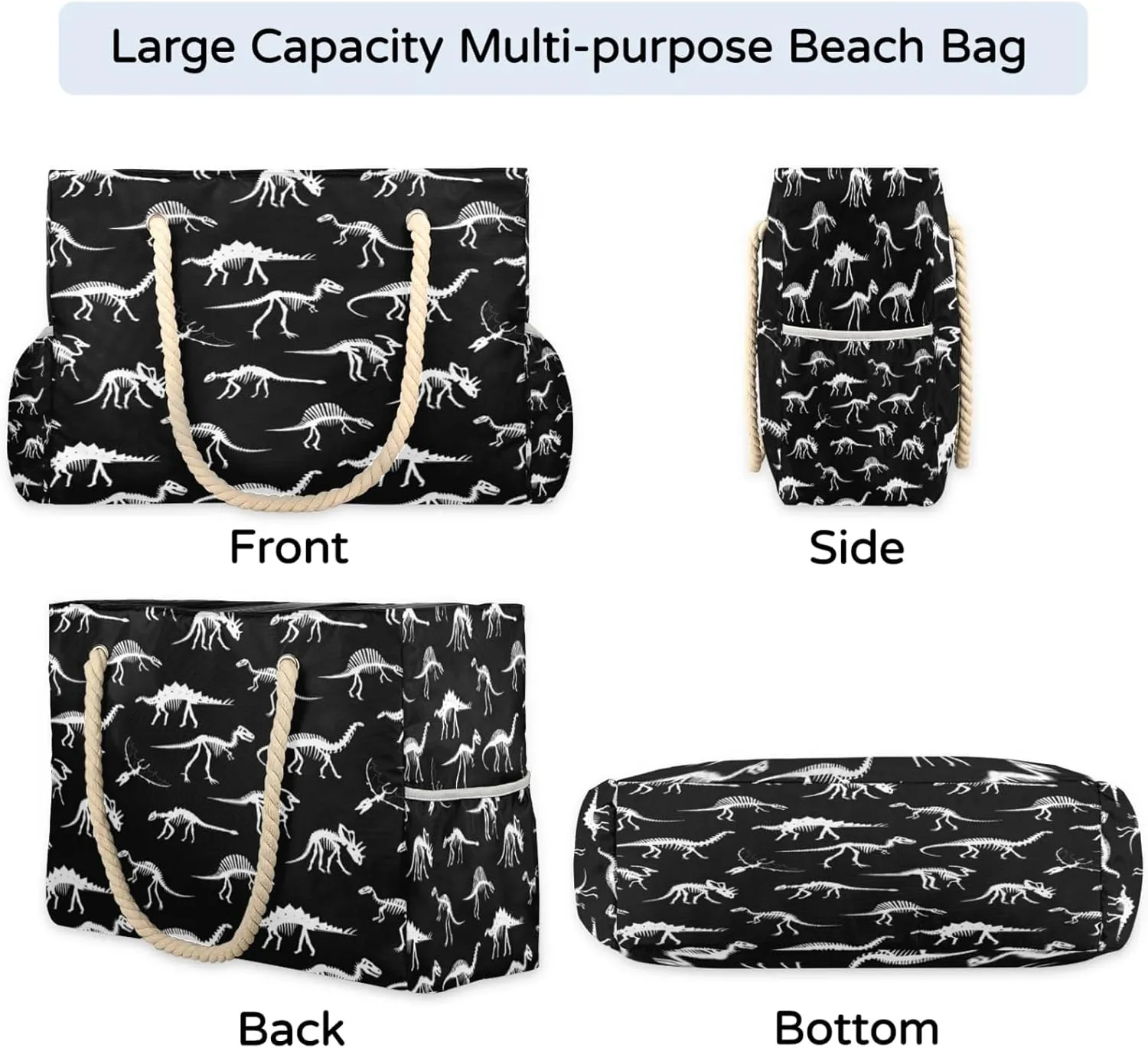 Large Beach Tote Bags for Women, Waterproof Beach Bag with Zipper, Swim Pool Tote Bags