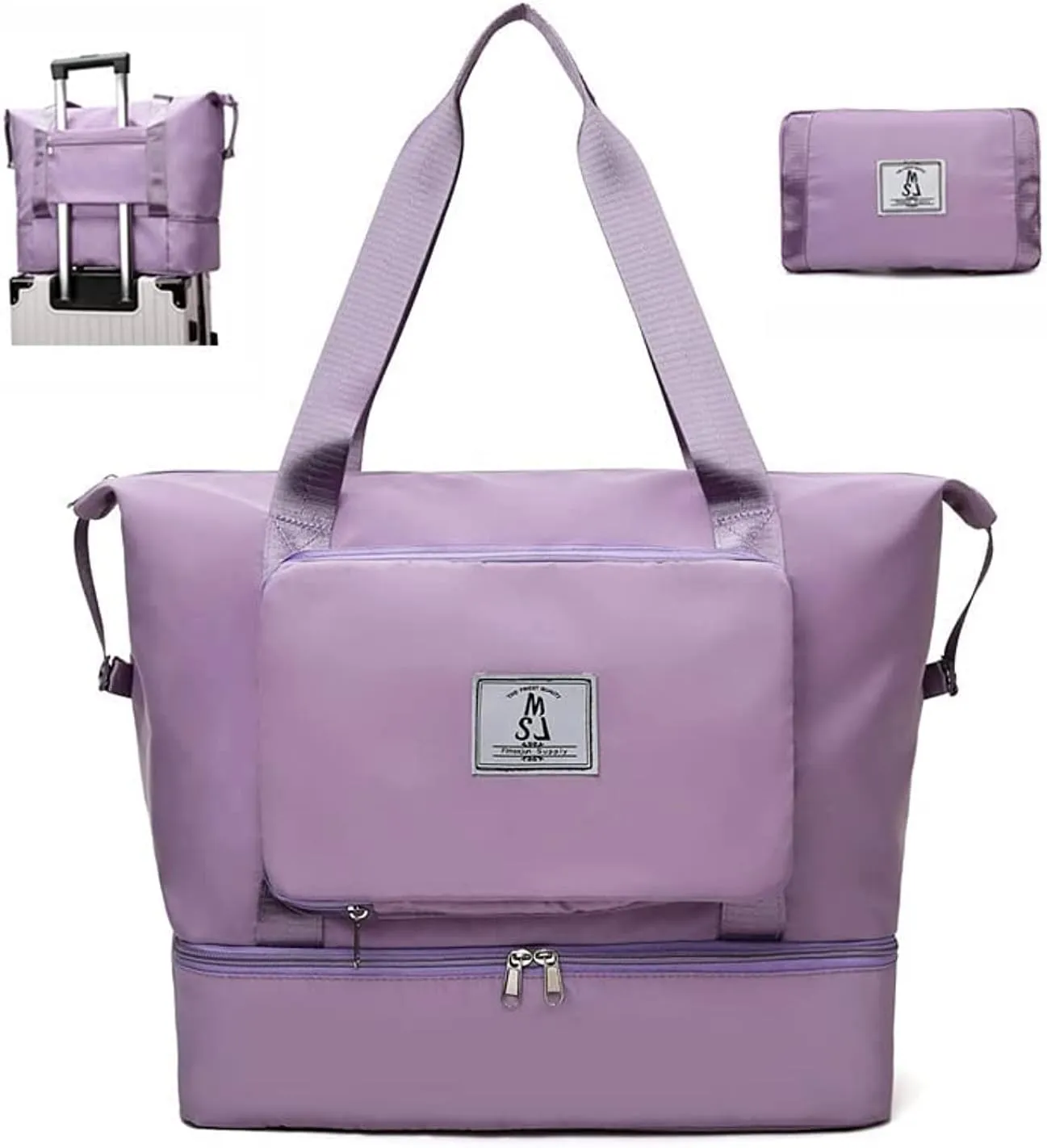 Large Capacity Folding Travel Bag Overnight Bags for Women,Weekender Duffle Bags with Shoe Compartment Portable Lightweight Bag