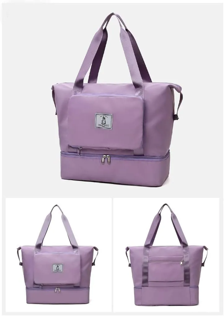 Large Capacity Folding Travel Bag Overnight Bags for Women,Weekender Duffle Bags with Shoe Compartment Portable Lightweight Bag