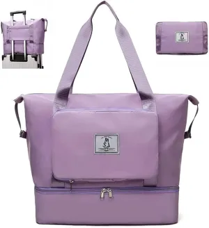 Large Capacity Folding Travel Bag Overnight Bags for Women,Weekender Duffle Bags with Shoe Compartment Portable Lightweight Bag