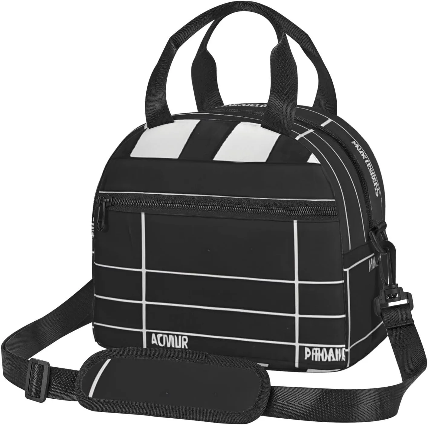 Large Capacity Lunchbag for Women Men Crossbody Lunch Tote Bags Reusable Insulated Cooler Bag Lunch Box Bag for Work Picnic Travel Camping - Classic Movie Clapboard Black