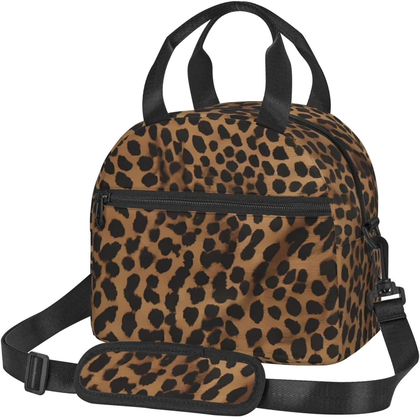 Large Capacity Lunchbag for Women Men Crossbody Lunch Tote Bags Reusable Insulated Cooler Bag Lunch Box Bag for Work Picnic Travel Camping - Leopard Print