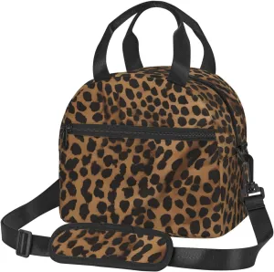 Large Capacity Lunchbag for Women Men Crossbody Lunch Tote Bags Reusable Insulated Cooler Bag Lunch Box Bag for Work Picnic Travel Camping - Leopard Print