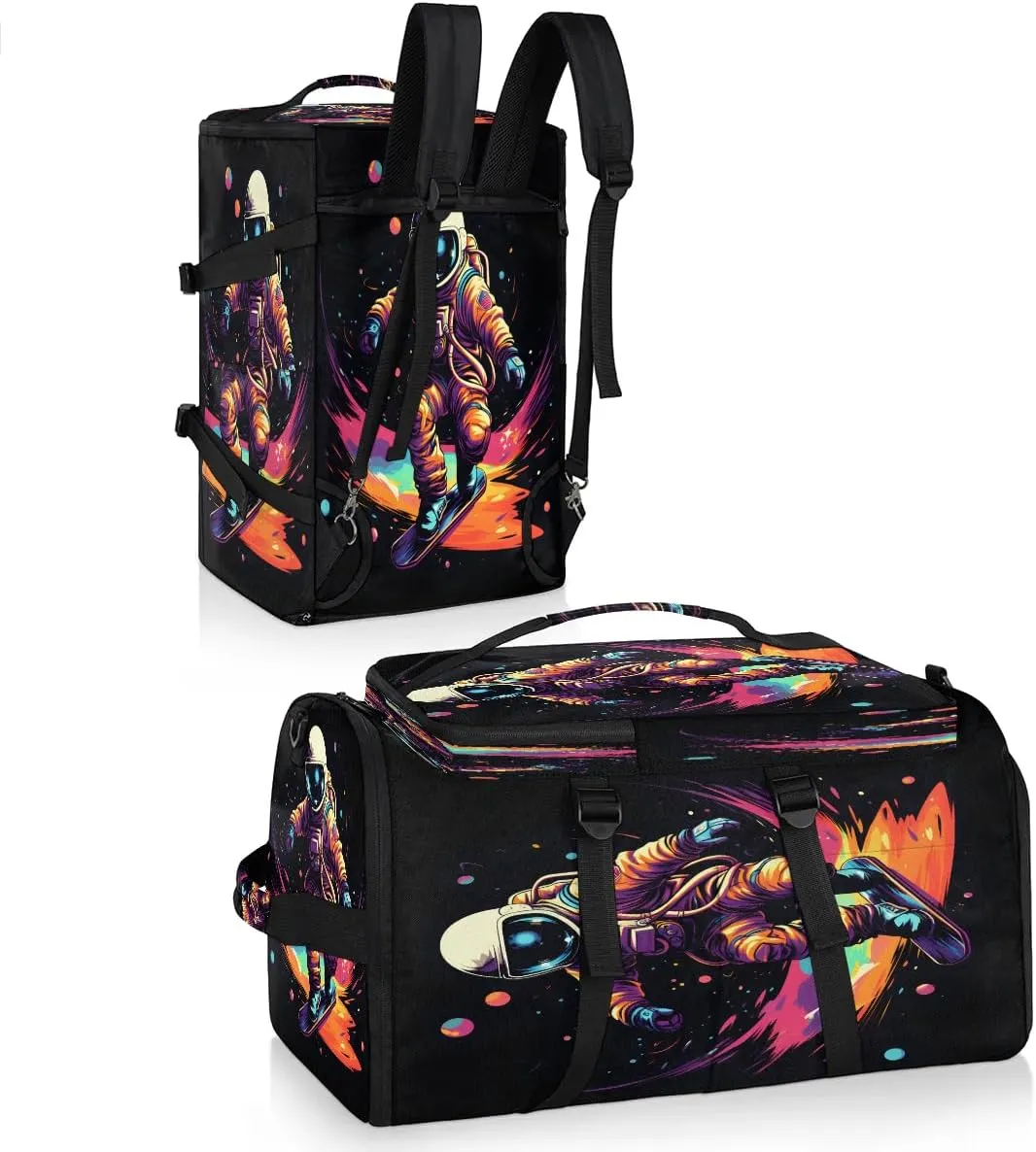 Large Carry on Backpack for Women Men Multi-function Gym Duffle Bag Astronaut Printed Backpack Polyester Waterproof Duffel Bags