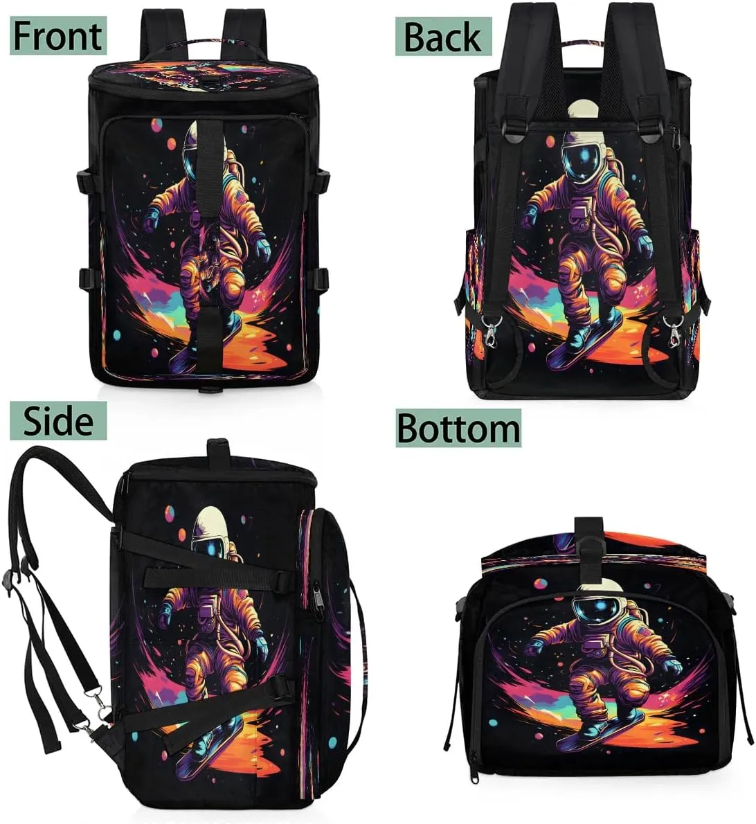 Large Carry on Backpack for Women Men Multi-function Gym Duffle Bag Astronaut Printed Backpack Polyester Waterproof Duffel Bags