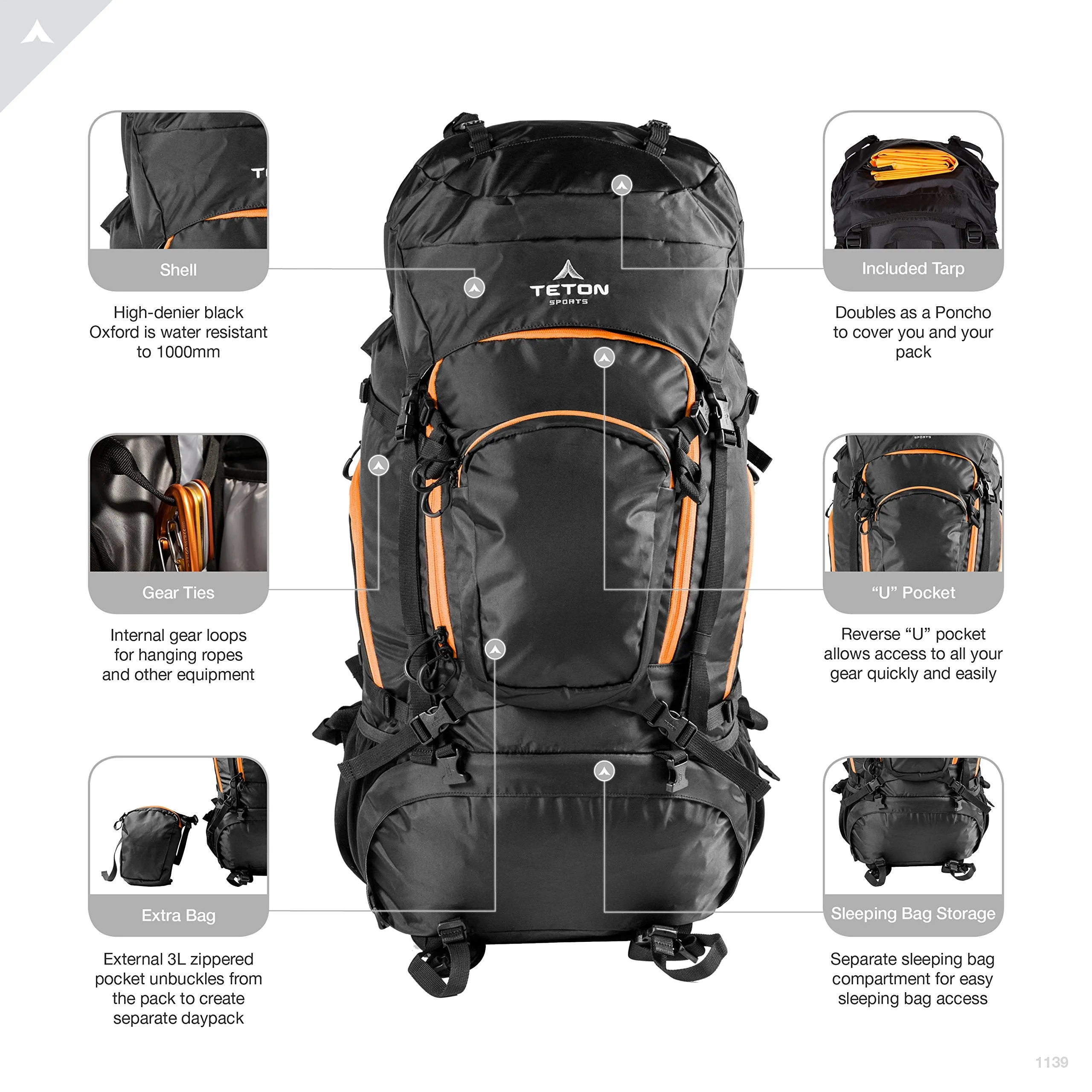 Large Hiking Backpack  90 L Capacity