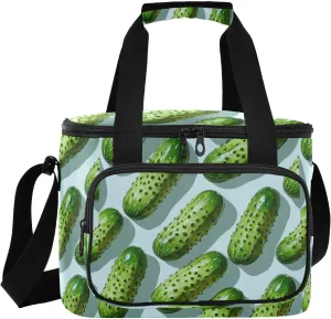 Large Lunch Bag Cucumber Green Vegetable Insulated Cooler Box for Women Men Picnic Camping Beach Handbag 24-Can (18L)