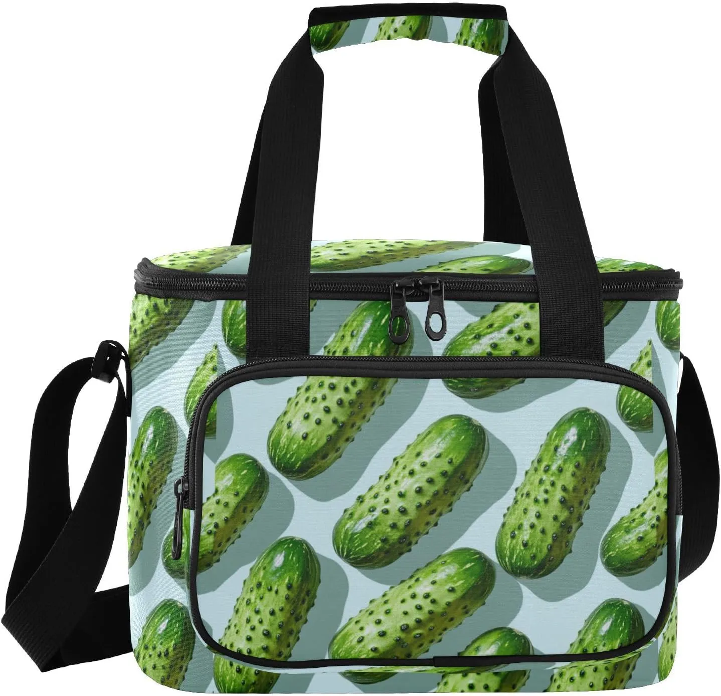 Large Lunch Bag Cucumber Green Vegetable Insulated Cooler Box for Women Men Picnic Camping Beach Handbag 24-Can (18L)