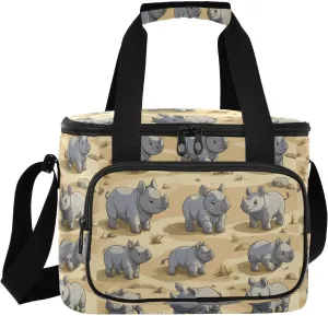 Large Lunch Bag Rhinocero Desert Animal Insulated Cooler Box For Women Men Picnic Camping Beach Handbag 24-Can (18L)