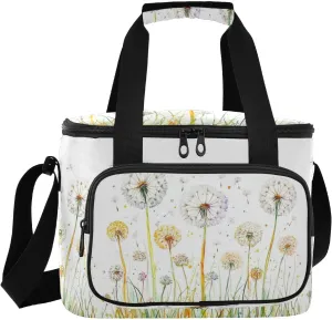 Large Lunch Bag White Dandelion Plant Insulated Cooler Box For Women Men Picnic Camping Beach Handbag 24-Can (18L)