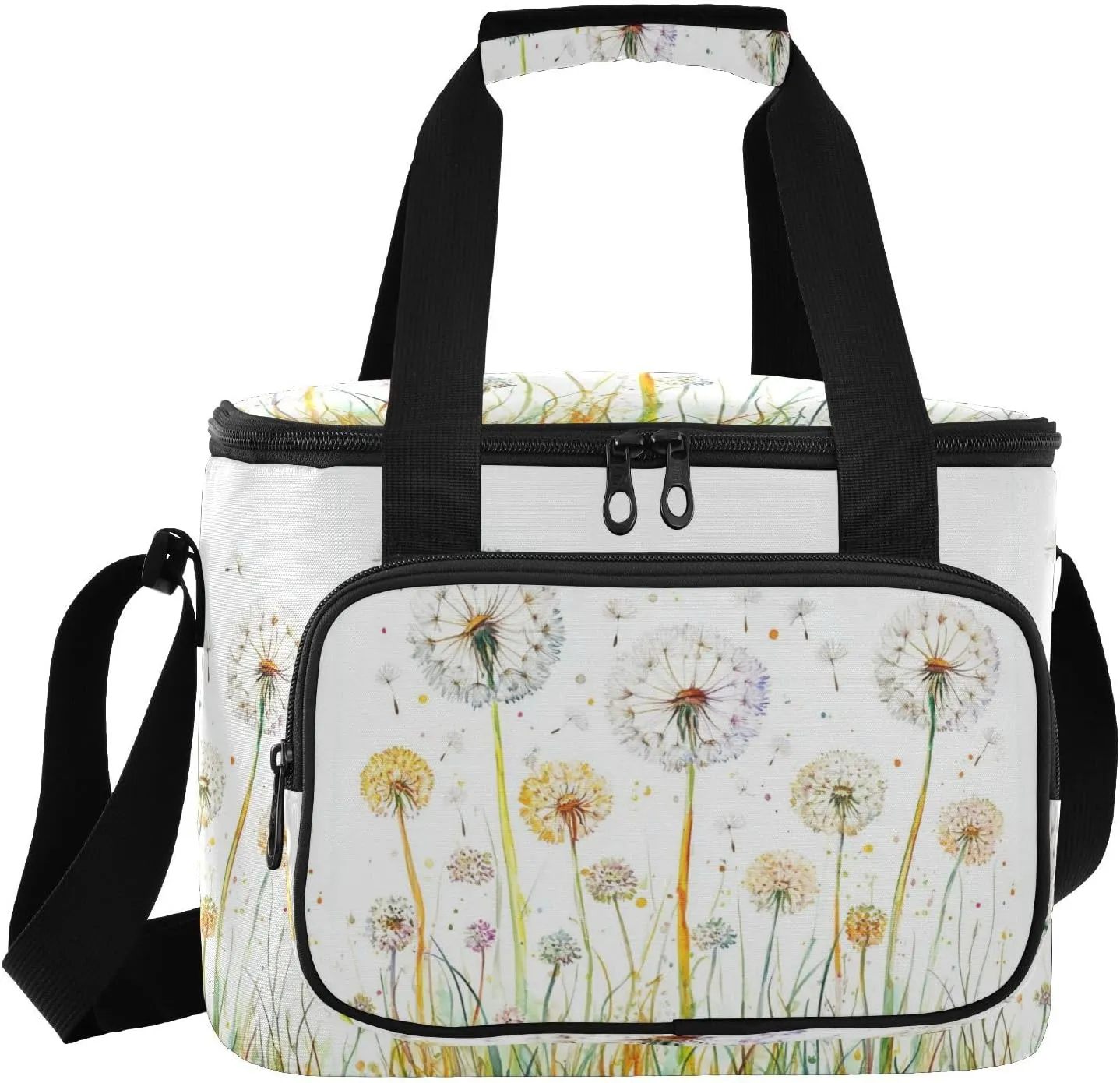 Large Lunch Bag White Dandelion Plant Insulated Cooler Box For Women Men Picnic Camping Beach Handbag 24-Can (18L)