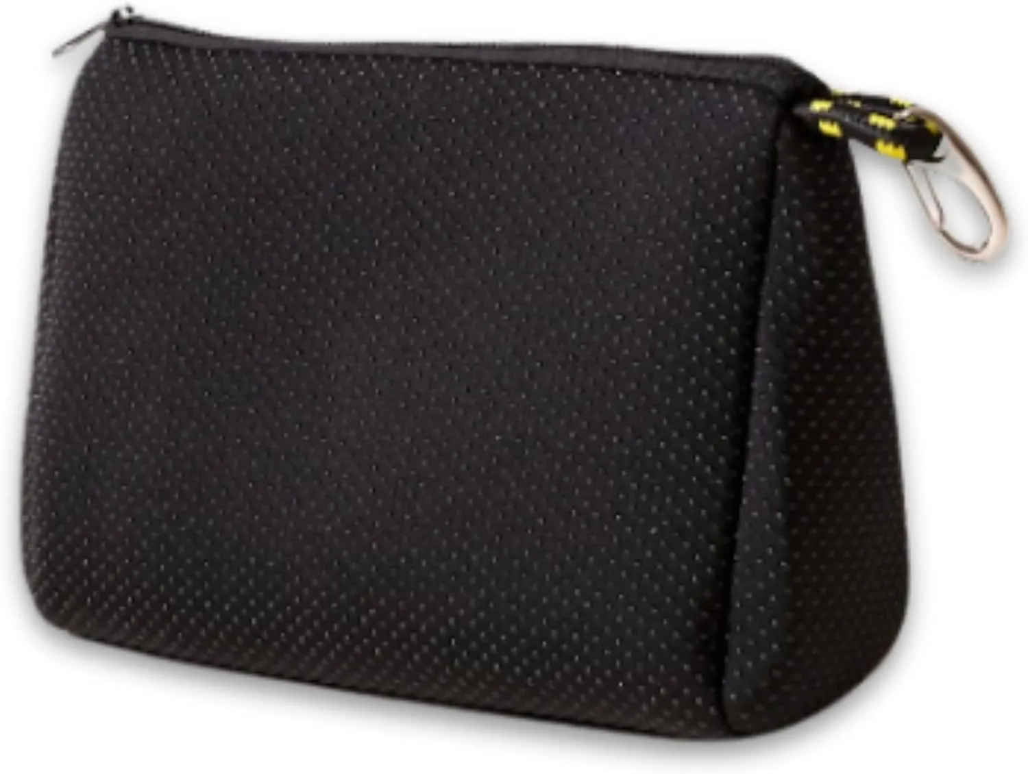 Large Makeup Bag with Zipper, Black - Waterproof Neoprene Cosmetic Bag 7.7 x 10.75 x 5 inches