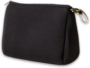 Large Makeup Bag with Zipper, Black - Waterproof Neoprene Cosmetic Bag 7.7 x 10.75 x 5 inches